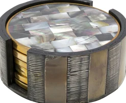 Zastawa Stołowa*KARE Design Zestaw 6 Podkładek Okrągłych Pod Kubki Kolorowe Z Organizerem Ø11 Cm