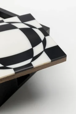 Zastawa Stołowa*KARE Design Zestaw 6 Podkładek Pod Kubki Czarno-białe Z Organizerem 12x12 Cm
