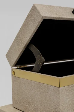 Organizery*KARE Design Zestaw 3 Pudełek - Kuferków Beżowych Ze Złotymi Detalami