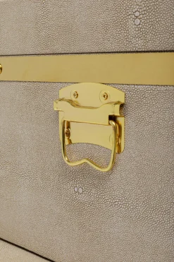 Organizery*KARE Design Zestaw 3 Pudełek - Kuferków Beżowych Ze Złotymi Detalami