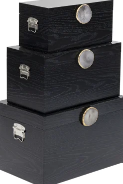 Organizery*KARE Design Zestaw 3 Pudełek - Kuferków W Kolorze Czarnym