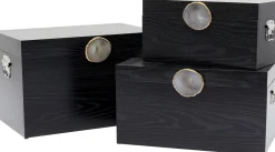 Organizery*KARE Design Zestaw 3 Pudełek - Kuferków W Kolorze Czarnym