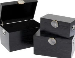 Organizery*KARE Design Zestaw 3 Pudełek - Kuferków W Kolorze Czarnym