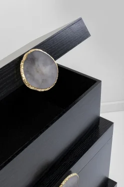 Organizery*KARE Design Zestaw 3 Pudełek - Kuferków W Kolorze Czarnym
