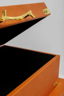 Organizery*KARE Design Zestaw 3 Pudełek Pomarańczowych Ze Złotymi Detalami