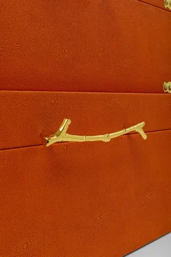 Organizery*KARE Design Zestaw 3 Pudełek Pomarańczowych Ze Złotymi Detalami