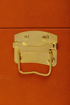 Organizery*KARE Design Zestaw 3 Pudełek Pomarańczowych Ze Złotymi Detalami