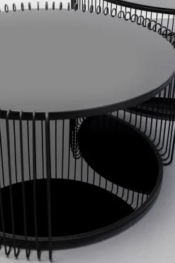 Stoliki Kawowe*KARE Design Zestaw 2 Stolików Kawowych Czarnych Blaty I Półki Szklane Rama Stalowa