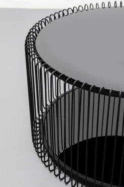 Stoliki Kawowe*KARE Design Zestaw 2 Stolików Kawowych Czarnych Blaty I Półki Szklane Rama Stalowa