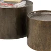 Stoliki Kawowe*KARE Design Zestaw 2 Stolików Kawowych Kolor Brązowy Aluminium Wykończenie Mosiężne
