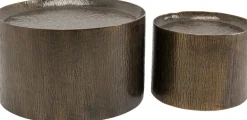 Stoliki Kawowe*KARE Design Zestaw 2 Stolików Kawowych Kolor Brązowy Aluminium Wykończenie Mosiężne