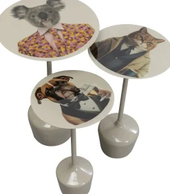 Stoliki Kawowe*KARE Design Zestaw 3 Stolików Pomocniczych Blaty Motyw Zwierzęcy