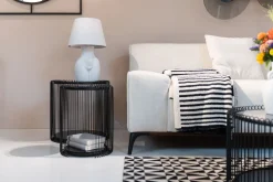 Stoliki Kawowe*KARE Design Zestaw 2 Stolików Pomocniczych Czarnych Blaty I Półki Szklane Rama Stalowa