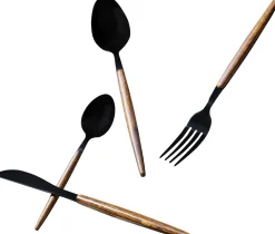 Zastawa Stołowa*KARE Design Zestaw 16 Sztućców Ze Stali Nierdzewnej I Tworzywa Czarno-brązowe