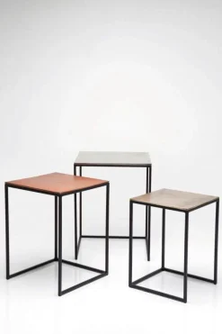 Stoliki Kawowe*KARE Design Zestaw Trzech Stolików Kawowych Loft Square Aluminum Kolorowe