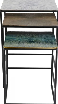 Stoliki Kawowe*KARE Design Zestaw Trzech Stolików Kawowych Ray Square Kolorowe
