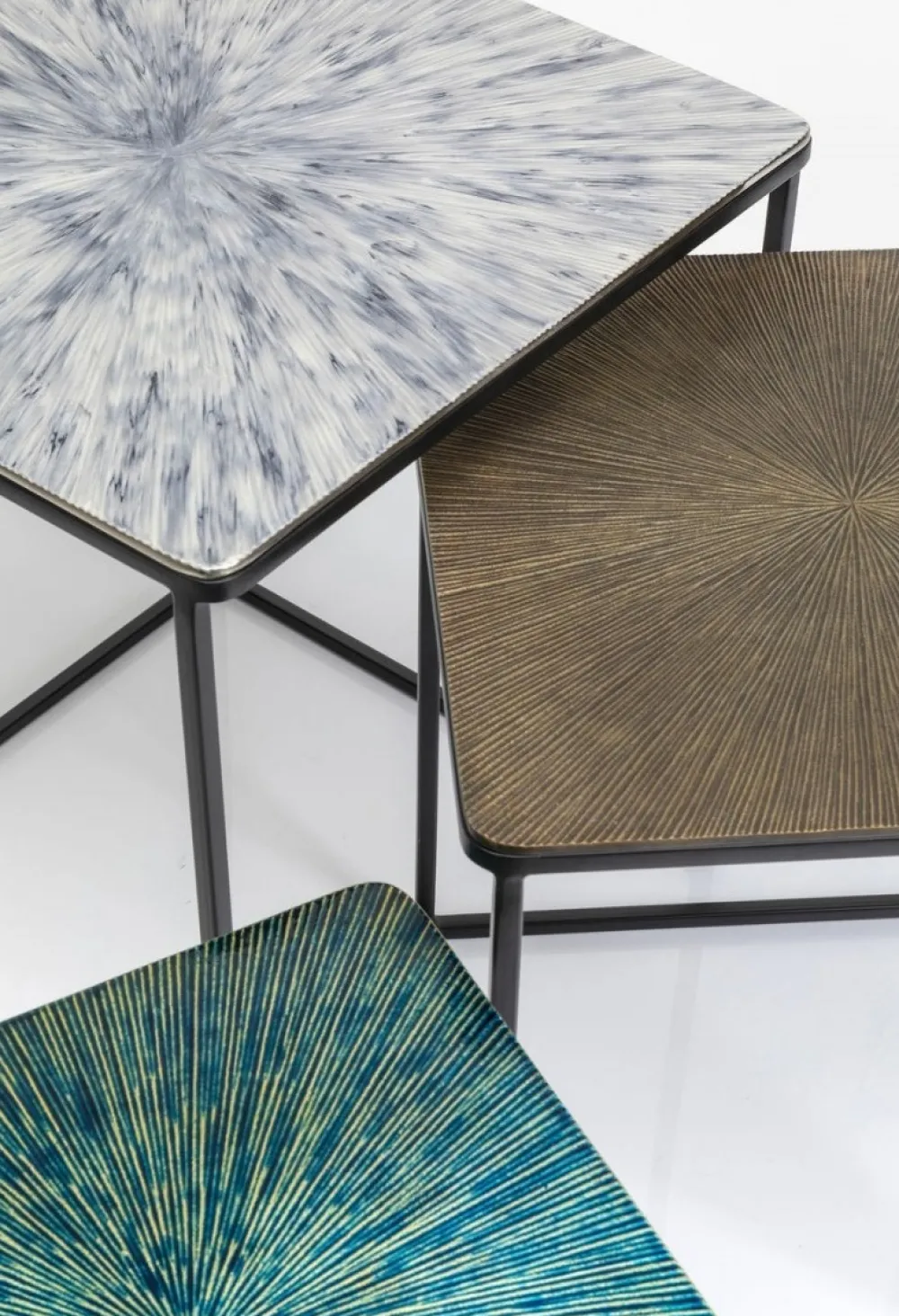 Stoliki Kawowe*KARE Design Zestaw Trzech Stolików Kawowych Ray Square Kolorowe